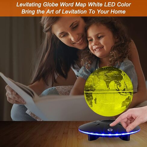 Levitating Globe with Colorful LED Light Touch Base, Floating Globe LED Lamp Ball World Map,Magnetic Levitation Room Decor Display Stand, Cool Gadget Gift, Christmas Orgament in Saudi Arabia