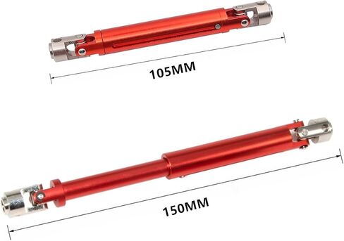 ترقيات عمود محرك عالمي من الصلب 105-150 مم لـ 1/10 Redcat Gen7 Gen8 Axial SCX10 SCX10-II/PRO D90 RC Crawler Parts 2PCs/Set (Red) in Kuwait