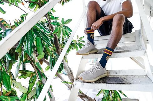 For Bare Feet NBA GOLDEN STATE WARRIORS 4 Stripe Deuce Crew Sock Team Color YOUTH in Saudi Arabia