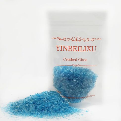Crushed Glass, Chunky Glass Glitter, Broken Pieces, Shattered Glass, Glass Chips for Resin Art Crafts, Epoxy Resin Supplies,DIY Art Projects,Jewelry Making,1-3mm,100g/3.5oz (Aquamarine) in Kuwait