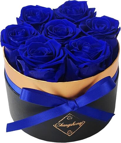 Changshunqi Forever Flowers Preserved Roses in a Box - 7 Preserved Flowers In a Box, Fresh Eternal Rose Birthday Flowers Gifts for Women Her Mom Wife Anniversary,Mothers Day,Valentines Day,Christmas in Saudi Arabia