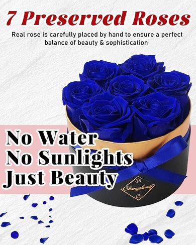 Changshunqi Forever Flowers Preserved Roses in a Box - 7 Preserved Flowers In a Box, Fresh Eternal Rose Birthday Flowers Gifts for Women Her Mom Wife Anniversary,Mothers Day,Valentines Day,Christmas in Saudi Arabia