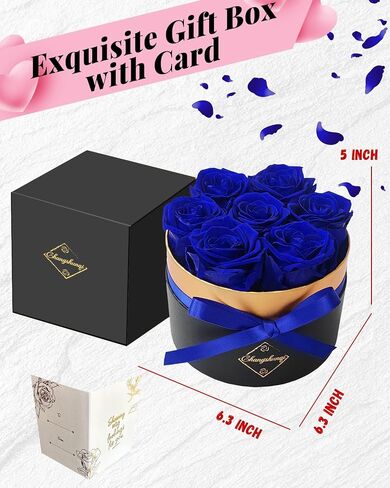 Changshunqi Forever Flowers Preserved Roses in a Box - 7 Preserved Flowers In a Box, Fresh Eternal Rose Birthday Flowers Gifts for Women Her Mom Wife Anniversary,Mothers Day,Valentines Day,Christmas in Saudi Arabia
