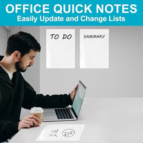 Dry Erase Board Sticker- Whiteboard Stickers-8.27''x11.69'' Removable Dry Erase Sheets- Fridge Dry Erase Paper for Wall/Desk/Refrigerator/Door/Locker/Home/Office/Classroom (White-2Pcs) in Saudi Arabia