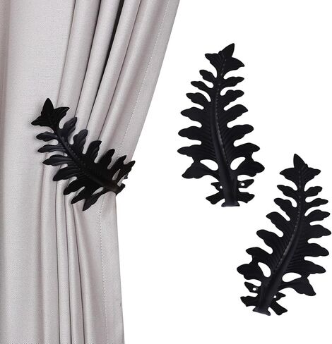 SUQ I OME 1 Pair New European Leaf Curtain Tiebacks Curtain Holdbacks Decorative Wall Hooks Hanger for Drapes Linen Holder Window Treatment Hardware, Bronze in Kuwait