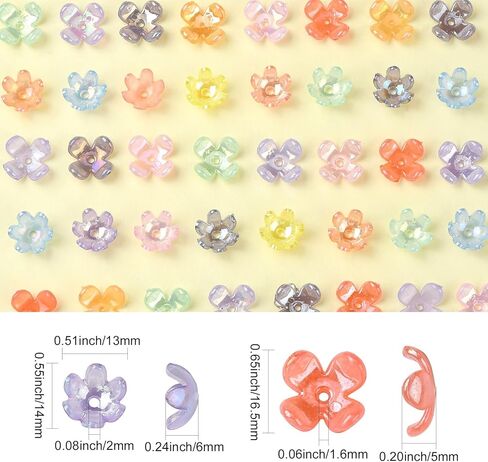100 Pcs Colorful Acrylic Flower Bead Caps Plastic Cherry Blossom 4 Petal Clover End Caps Spring Theme Bead Caps for DIY Bouquet Jewelry Making in Saudi Arabia