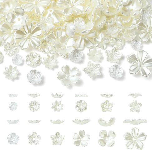 100 Pcs Colorful Acrylic Flower Bead Caps Plastic Cherry Blossom 4 Petal Clover End Caps Spring Theme Bead Caps for DIY Bouquet Jewelry Making in Saudi Arabia