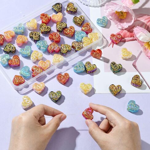 100 Pcs Colorful Acrylic Flower Bead Caps Plastic Cherry Blossom 4 Petal Clover End Caps Spring Theme Bead Caps for DIY Bouquet Jewelry Making in Kuwait