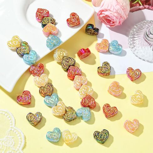 100 Pcs Colorful Acrylic Flower Bead Caps Plastic Cherry Blossom 4 Petal Clover End Caps Spring Theme Bead Caps for DIY Bouquet Jewelry Making in Kuwait