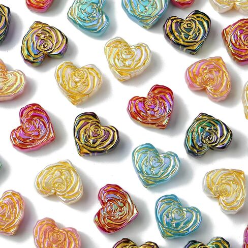 100 Pcs Colorful Acrylic Flower Bead Caps Plastic Cherry Blossom 4 Petal Clover End Caps Spring Theme Bead Caps for DIY Bouquet Jewelry Making in Kuwait