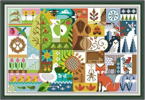 Howie's Needlepoint Cross Stitch Kits ، 11ct pattern pattern pattern pattern pattern kits ، مجموعة كاملة من مجموعات المبتدئين المختومة (Elve Walking Dog ، 14.2 × 15 بوصة) in Kuwait