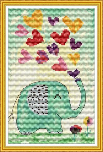 Howie's Needlepoint Cross Stitch Kits, 11CT Pre-Printed Pattern Needlepoint Kits, Full Range of Stamped Starter Kits (Elve Walking Dog, 14.2 x 15 Inch) in Kuwait