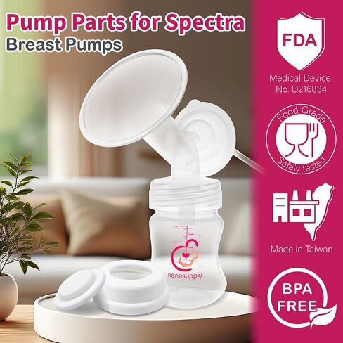 Nenesupply Handsfree Wearable Breast Milk Collection Cups Compatible with Spectra S1 S2 Baby Buddha Momcozy V1 Lansinoh Pumps 24mm Silicone Flanges Replacement for Spectra Pump Parts 19mm 21mm inserts in Kuwait