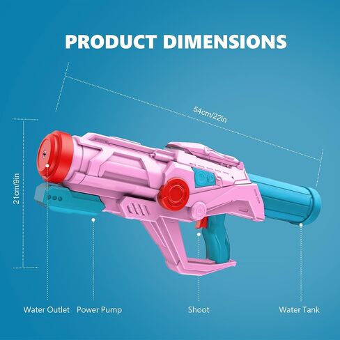 2-Pack Water Guns for Kids and Adults, Super Squirt Gun Water Soaker Blaster - Large Size - 32ft Shooting Range - High Capacity - Quick Refill - Fun Summer Outdoor Water Toys Gun for Boys Girls in Kuwait