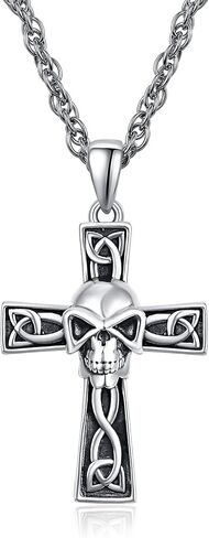 PRAYMOS St Benedict Pendant Necklace for Men Women, 925 Sterling Silver Round Antiqued Religious Protector Talisman Jewelry with Stainless Steel Chain in Saudi Arabia