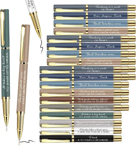 Kosiz 50 Pcs Teacher Appreciation Gifts Bulk Inspirational Thank You Teacher Pen for Men Women from Students Black Ink Retractable Ballpoint Gift for School(Rich Colors) in Kuwait