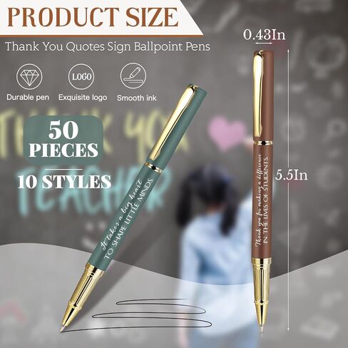Kosiz 50 Pcs Teacher Appreciation Gifts Bulk Inspirational Thank You Teacher Pen for Men Women from Students Black Ink Retractable Ballpoint Gift for School(Rich Colors) in Kuwait