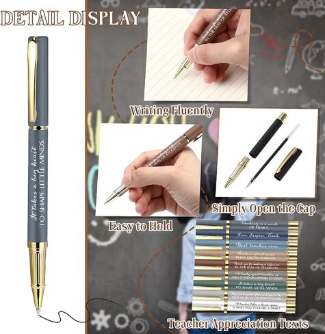 Kosiz 50 Pcs Teacher Appreciation Gifts Bulk Inspirational Thank You Teacher Pen for Men Women from Students Black Ink Retractable Ballpoint Gift for School(Rich Colors) in Kuwait