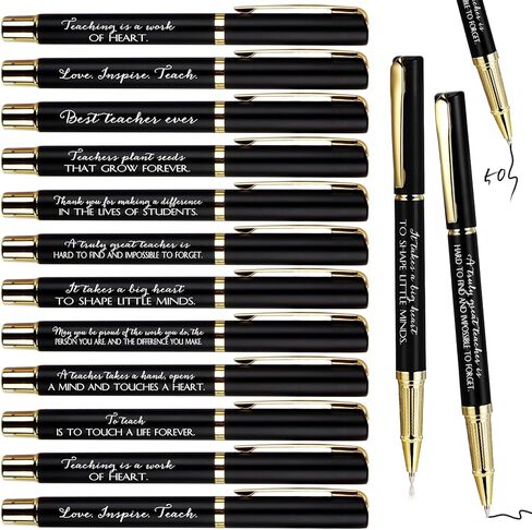 Kosiz 50 Pcs Teacher Appreciation Gifts Bulk Inspirational Thank You Teacher Pen for Men Women from Students Black Ink Retractable Ballpoint Gift for School(Rich Colors) in Kuwait