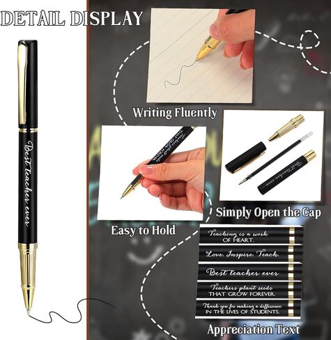Kosiz 50 Pcs Teacher Appreciation Gifts Bulk Inspirational Thank You Teacher Pen for Men Women from Students Black Ink Retractable Ballpoint Gift for School(Rich Colors) in Kuwait