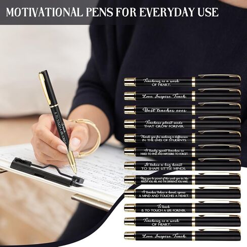 Kosiz 50 Pcs Teacher Appreciation Gifts Bulk Inspirational Thank You Teacher Pen for Men Women from Students Black Ink Retractable Ballpoint Gift for School(Rich Colors) in Kuwait