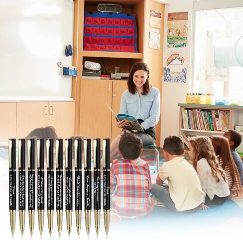 Kosiz 50 Pcs Teacher Appreciation Gifts Bulk Inspirational Thank You Teacher Pen for Men Women from Students Black Ink Retractable Ballpoint Gift for School(Rich Colors) in Kuwait