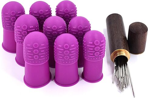 Comfortable Soft Thimble | THIK-Grip Edition | Small (1) - Medium (1) - Large (1) | Set of Large Sturdy Sewing Needles with Holder (1) in Saudi Arabia
