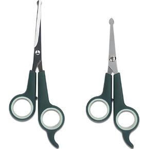 2-Pieces Professional Dog and Cat Grooming Scissors, Pet Trimming Shears, Sharp Stainless Steel Blades with Rounded Tips - Safe Fur Cutting for Dogs, Cats, Horses