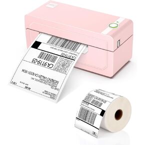 JADENS Pink Thermal Label Printer & 1 Roll Thermal Labels