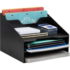 Mind Reader Desktop Organizer ، حامل الملفات العمودي ، صواني الورق ، المكتب ، البلاستيك ، 12.5 "L x 11.75" W x 9.5 "H ، Black