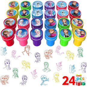 طوابع الحفلات المجمدة للأطفال ، 24pcs آنا إلسا وأولاف طوابع متنوعة للذات ، ومواد غودي كيس ، ولوازم حفلات عيد الميلاد لصالح الأطفال ، ومكافأة طوابع المعلمين ، مواد حشو الكرنفال