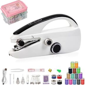 Handheld Sewing Machine for Quick Stitching, Easy to Operate Mini Portable Hand Sewing Machine for Beginners with Sewing Kit, Ideal for Home, Travel, and DIY (Sewing Kit A)