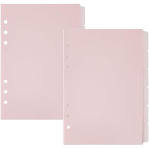 Superfindings 12 Sheets A5 INDEX Binder Dividers 8.27x6.inch Pink Binder Dividers with Tabs 6 Ring Plass Plassivers Frosted Index for Planner Notebook binders leaf