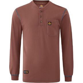 FR Shirts for Men 6.5 oz Flame Resistant Long Sleeve Henley Shirt NFPA 2112/CAT2