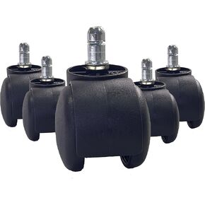 BTExpert 2" Office Chair Wheels Heavy Duty Desk Computer Gaming Casters, Safe All Floors Hardwood, Carpet, Rotating Mute Universal Standard Stem Size Fits 99% Replacement Set of 5 (Black)