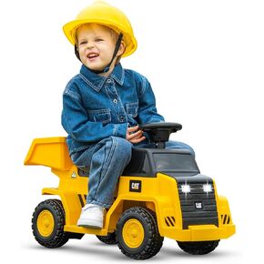ركوب Costzon على شاحنة القمامة ، 6 فولت مرخصة من Caterpillar Ride على مركبة البناء مع سرير تفريغ قابل للتعديل ، وأضواء القرن والمصابيح ، وركوب بطارية ، وركوب بطارية على الأطفال الصغار 18-36 شهرًا