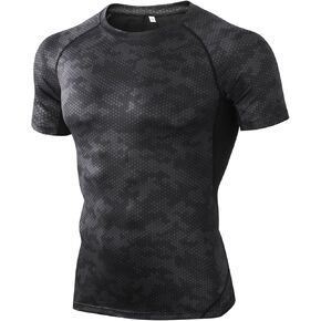 Men's 3 Pack Compression Shirt Cool Dry Athletic Baselayer Workout Short Sleeve Muscle Shirts