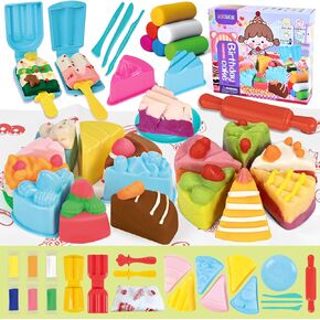22 PCS Burger Dough Sets for Kids Ages 3 4-8, Art Crafts Dough Tools Toys Kit Include Play Food Molds, Hamburger, Fries, Kitchen Creations Food Play Toys for Boys Girls Birthday Gift