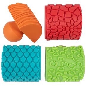 جاهز 2 Learn Paint & Dough Animal Rockers - مجموعة من 4 قوام - ملحقات PlayDough - لوازم فنية سهلة القوس - طوابع الطلاء للأطفال - أدوات الطين للأطفال