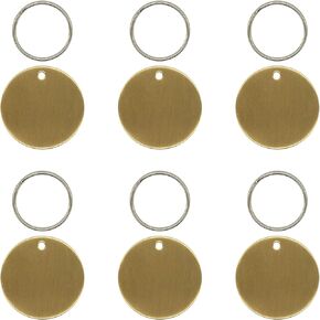 STAYMAX BLANK REOLD BRASS TAGS علامات صمام 1.37 قطرها مع حلقات المفاتيح 10 حزمة