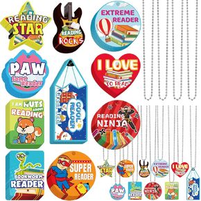 Kenning 100 Pack طالب قراءة الحوافز علامة الطالب حوافز الكلاب مع 10 سلاسل جوائز قراءة إيجابية العلامات على المكافآت المنزلية في الفصل الدراسي