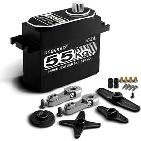 Servo بدون فرش 55 كجم من المعادن الكاملة عزم الدوران العزم الرقمي الرقمي RC محرك servo TRX4 TRX6 SCX10 III VS4-10 GEN7 1/10 RC CRAWLER URDAGER