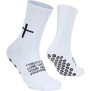 Cross Grip Soccer Socks - Anti-Slip Grips Sports Sock with Breathable Thickened Sole for Football Basketball Volleyball and Bodybuilding Available for US 6-13