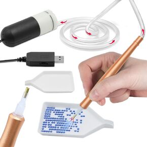 Pens Diamond Art Pen electric ، فراغ القلم Epainter للطلاء الماس (وضع حجارة AB/بدون شمع/هادئ/توفير الوقت) ، مجموعة أدوات إكسسوارات فن الماس للبالغين (الذهب الوردي)