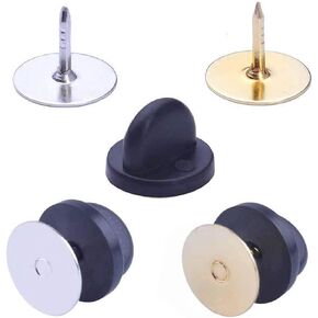 BronaGrand 50 Pieces 10mm and 15mm Copper Tie Tacks Blank Pins with 50 Pieces PVC Rubber Pin Backs