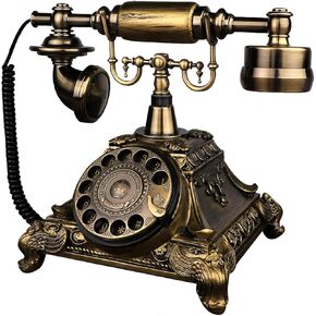 Telpal Rotary Dial عتيقة عتيقة الجدول الهواتف الجدول المتماثل ، ديكور الهاتف الرجعية