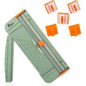 Firbon Morandi A4 Paper Cutter Bundle with 5Pcs Refill Blades, 12 Inch Paper Trimmer with Side Ruler for Scrapbooking, Craft, Coupon, Label, Cardstock