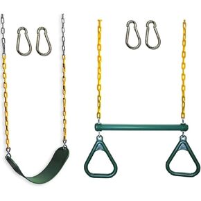 شرق الغابة الصالة الرياضية البديلة البديل Swing Swit Swing و Ring Trapeze Bar Combo Swing مع سلاسل أرجوحة مغلفة وخطافات مبكرة