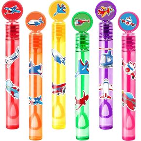 24PCS Airplane DIY Bubble Wands مع 96pcs ملصقات - لحفلات الحفلات لأكياس Goodie ، وأشجار بيناتا ، ومستلزمات أعياد الميلاد ذات الفقاعة الصغيرة ، وهدايا الألعاب ، وجوائز فئة للأطفال الصغار ، والأولاد والبنات