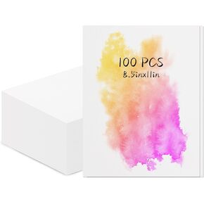 100Pcs 8.5 x 11 inch Cotton Watercolor Paper Bulk, 140 lb/300 GSM Thick Cold Press Water Color Paper, White Art Paper for Drawing, Markers, Gouache, Acrylic Painting